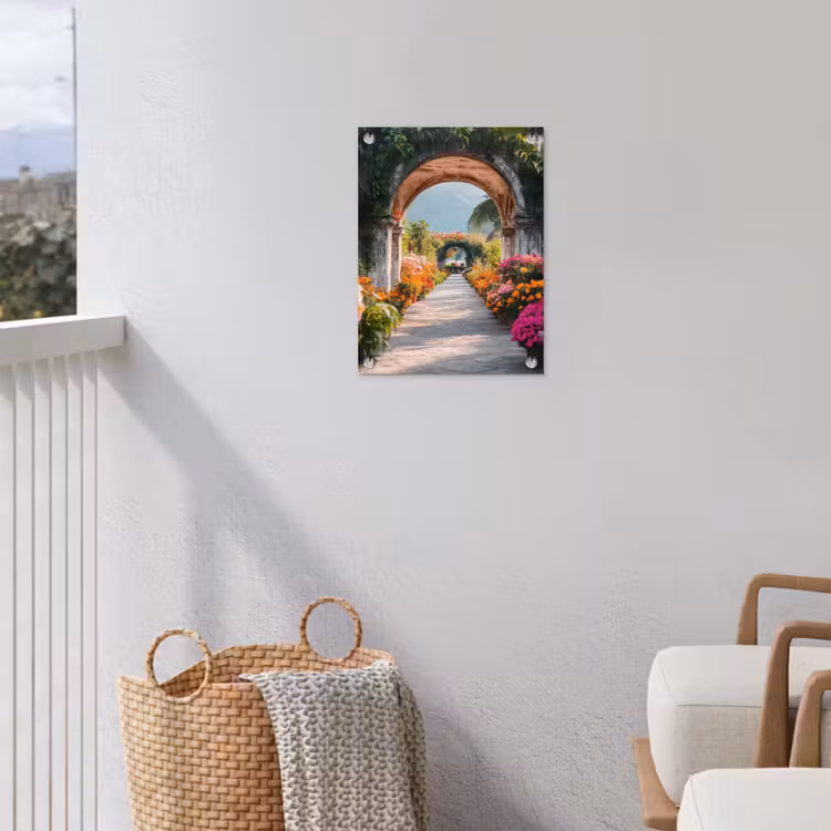 Doorkijk - Bloemen - Tropisch - Kleurrijk tuinposter los doek klein -sfeer8