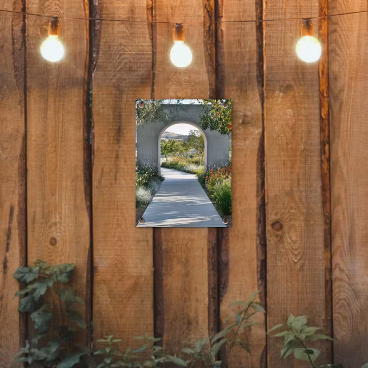 Doorkijk - Pad - Beton - Landschap tuinposter los doek klein -sfeer1