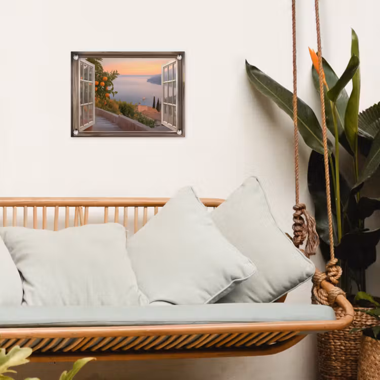 Doorkijk - Uitzicht - Meer - Landschap tuinposter los doek klein -sfeer7