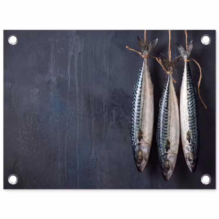 Tuinposter - Drie vissen - Touw - Drie vissen - Touw tuinposter los doek klein