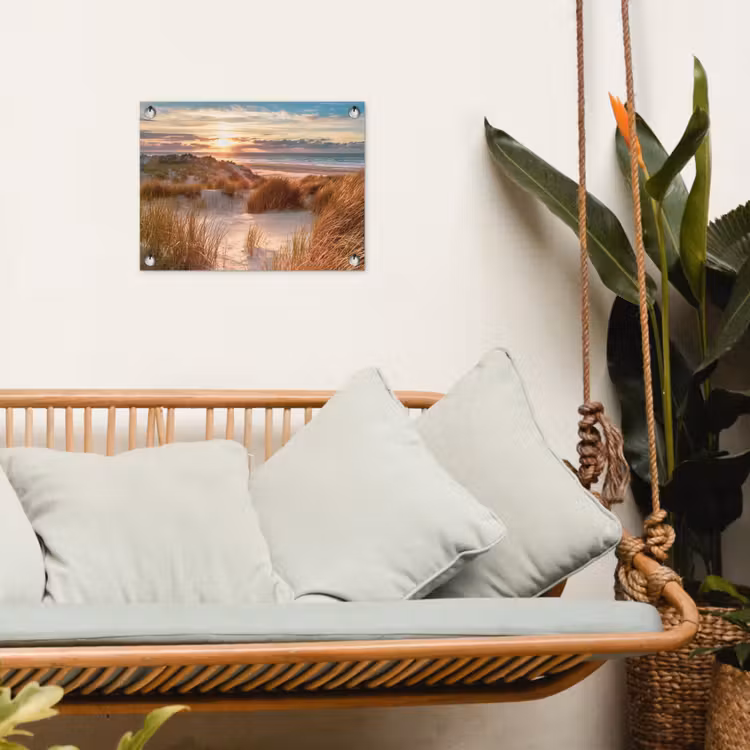 Duin - Planten - Zonsondergang - Strand - Zee tuinposter los doek klein -sfeer7