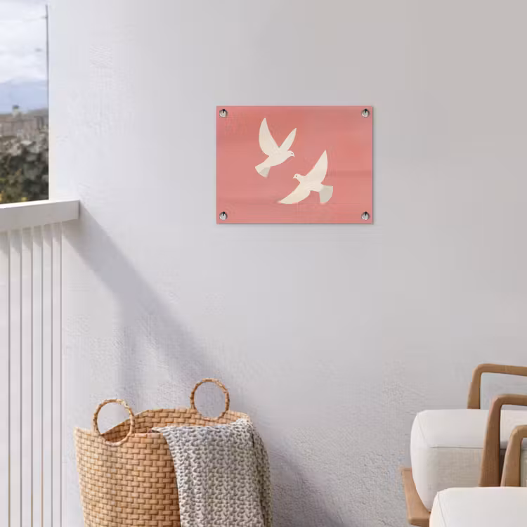 Duiven - Wit - Sierlijk tuinposter los doek klein -sfeer8