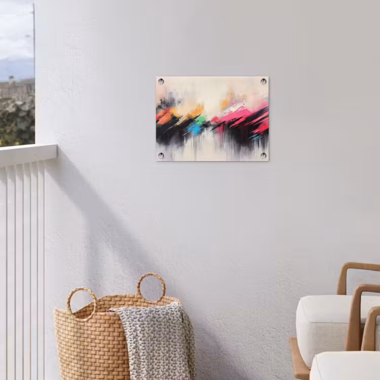 Dynamisch - Abstract - Kleurrijk - Zwart tuinposter los doek klein -sfeer8