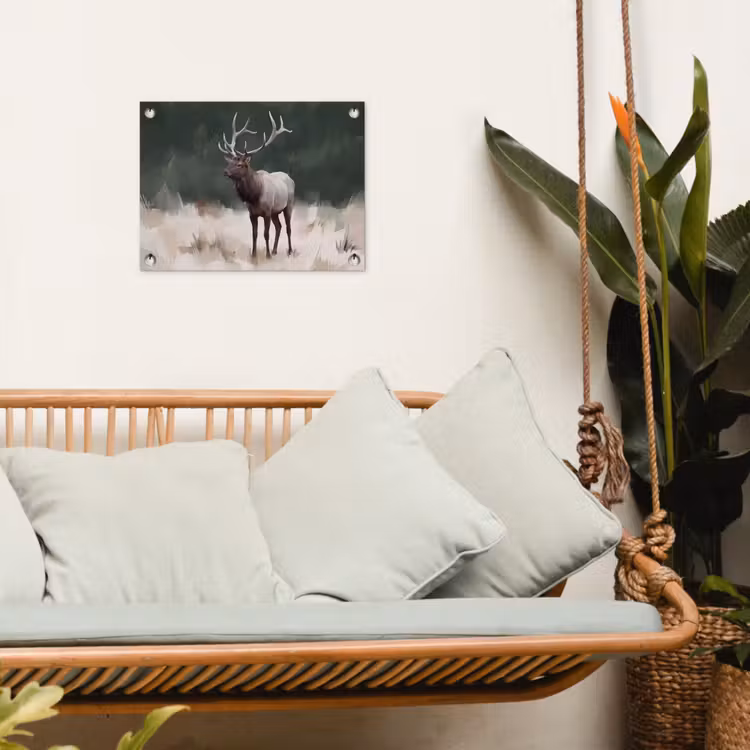 Edelhert - Gewei - Schildering - Rustiek tuinposter los doek klein -sfeer7