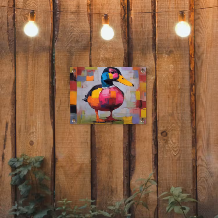 Eend - Vlakken - Abstract - Kleurrijk tuinposter los doek klein -sfeer1