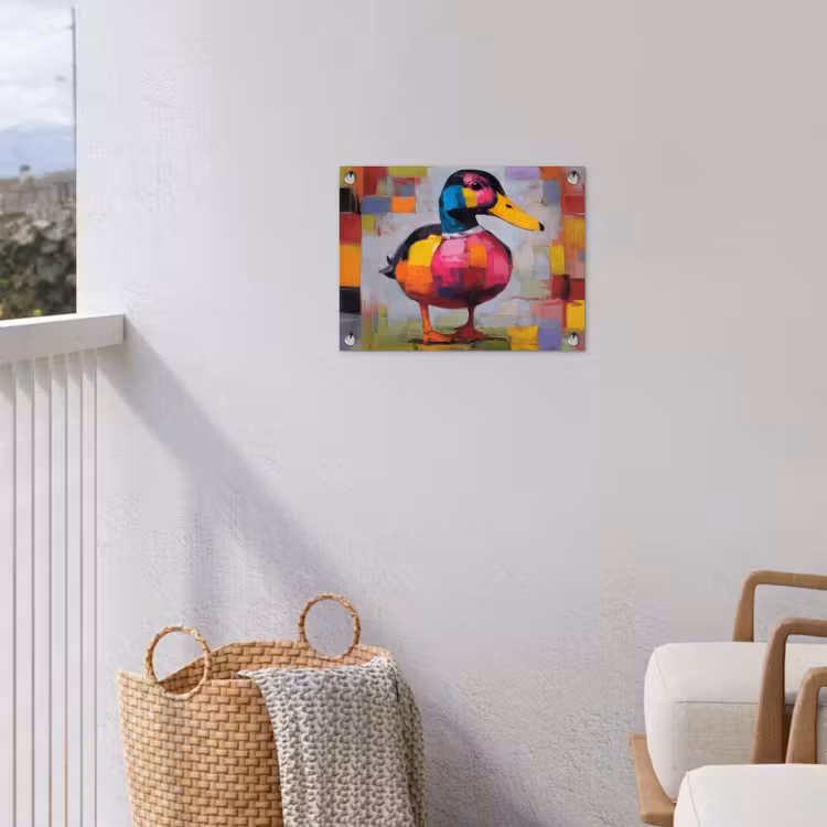 Eend - Vlakken - Abstract - Kleurrijk tuinposter los doek klein -sfeer8