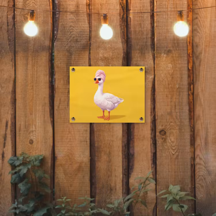 Eend - Zonnebril - Geel tuinposter los doek klein -sfeer1