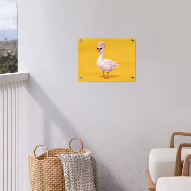 Eend - Zonnebril - Geel tuinposter los doek klein -sfeer8
