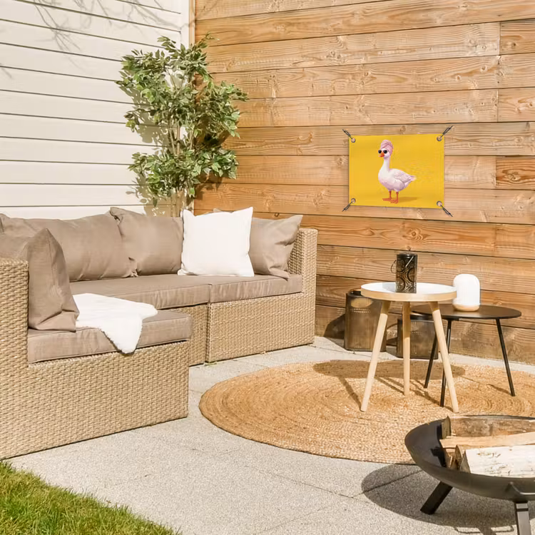 Eend - Zonnebril - Geel tuinposter los doek klein -sfeer4