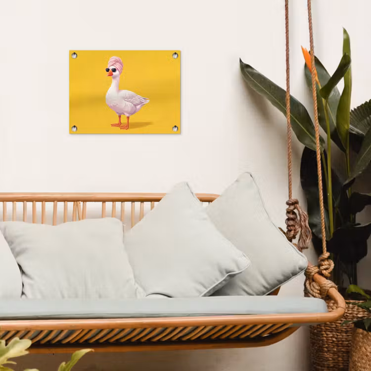 Eend - Zonnebril - Geel tuinposter los doek klein -sfeer7