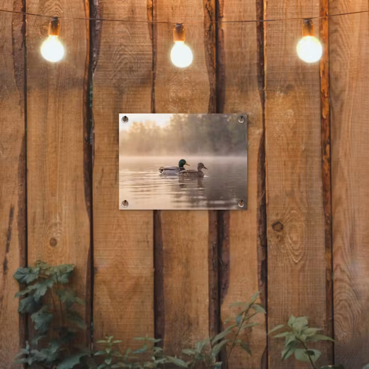 Eenden - Water - Mist - Natuur tuinposter los doek klein -sfeer1