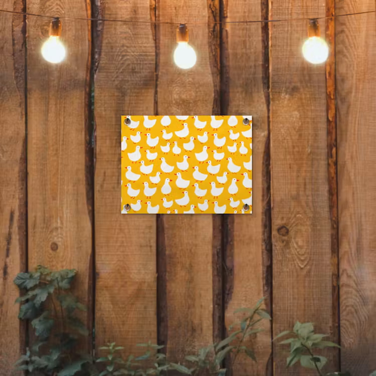 Eendjes - Patroon - Geel tuinposter los doek klein 239 -sfeer1