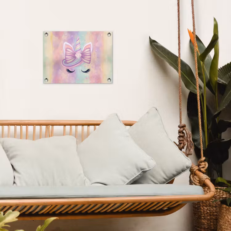 Eenhoorn - Glitters - Regenboog - Pastel tuinposter los doek klein -sfeer7