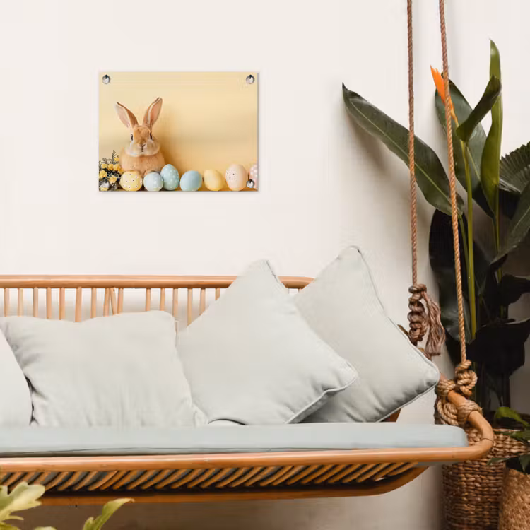 Eieren -  Konijn - Pasteltinten tuinposter los doek klein -sfeer7