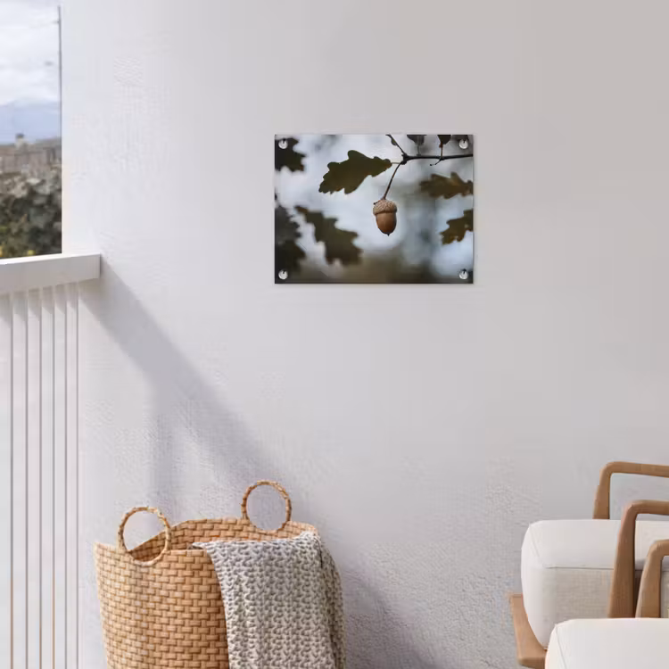Eikel - Eikenblad - Bos - Herfst - Natuur tuinposter los doek klein -sfeer8