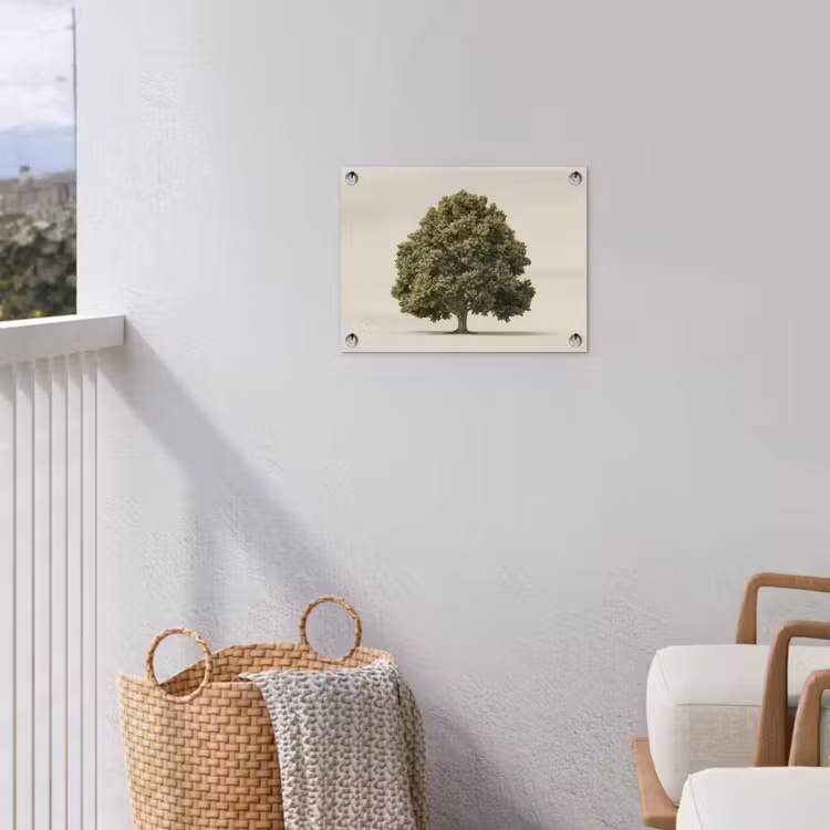 Eikenboom - Groen - Lichte achtergrond tuinposter los doek klein -sfeer8