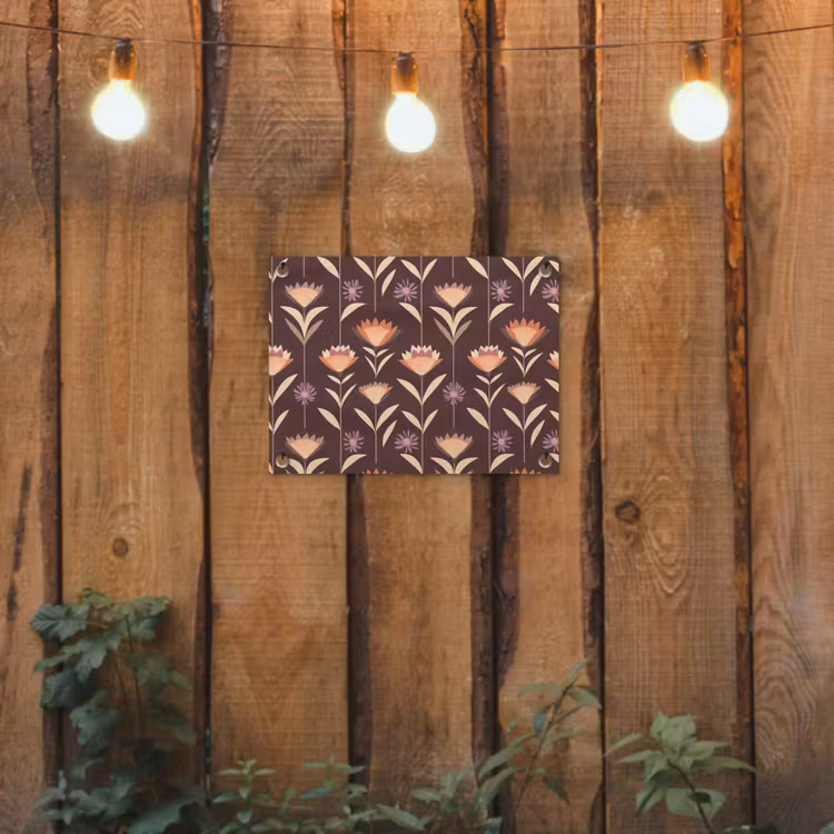 Elegant - Retro - Bruin tuinposter los doek klein 239 -sfeer1