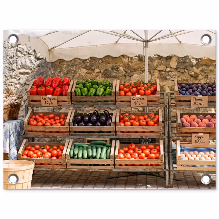 Tuinposter - Eten - Markt - Vers - Eten - Markt - Vers tuinposter los doek klein