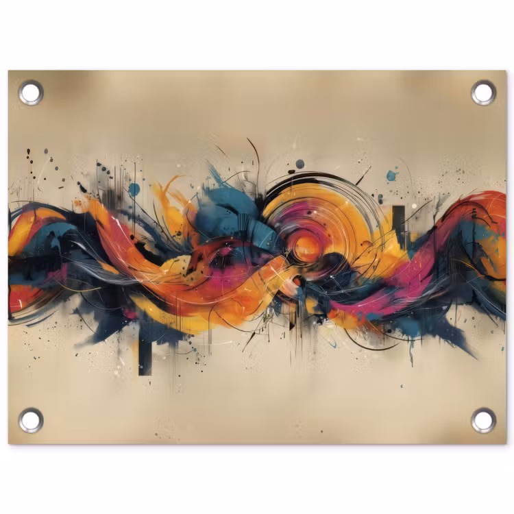 Explosie - Kleurrijk - Vormen - Abstract tuinposter los doek klein -3d