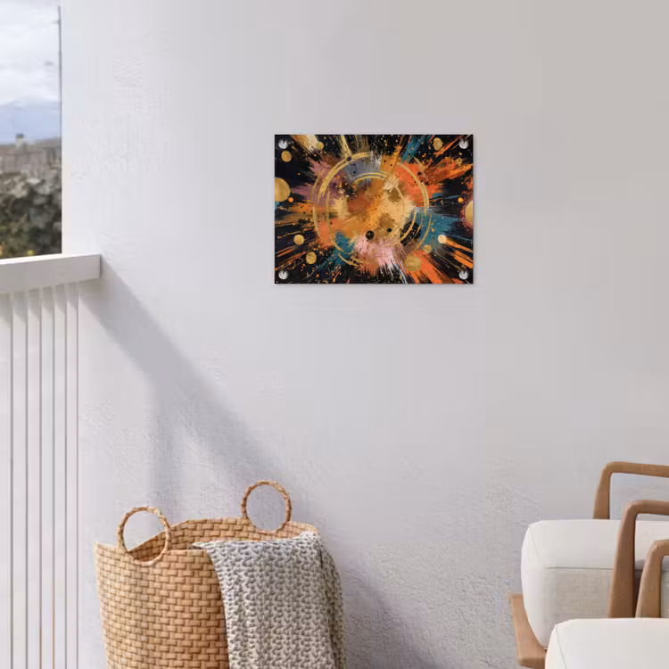 Explosie - Verfstructuur - Goud - Abstract tuinposter los doek klein -sfeer8