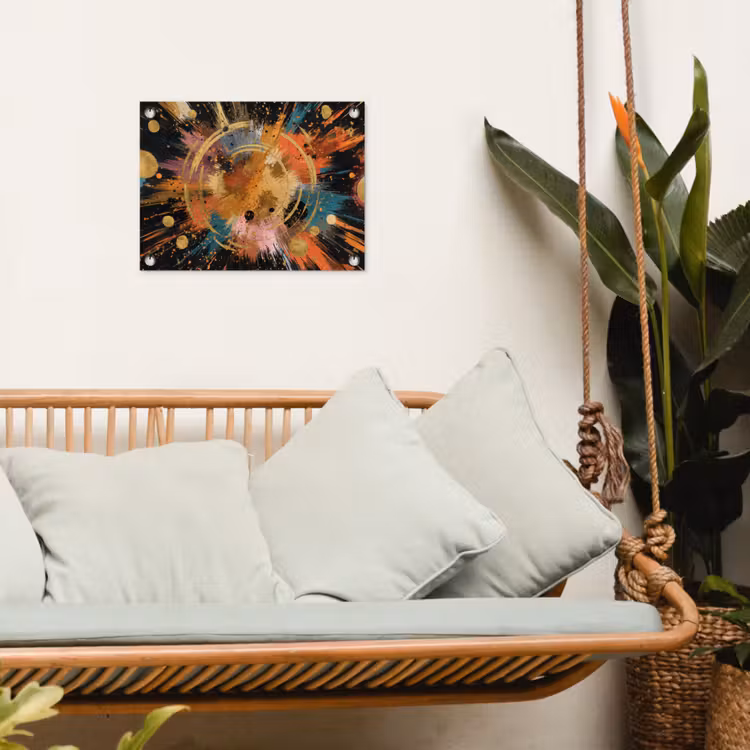 Explosie - Verfstructuur - Goud - Abstract tuinposter los doek klein -sfeer7