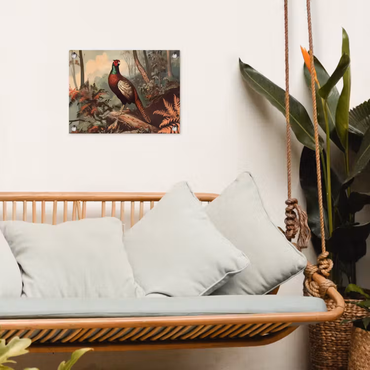 Fazant - Bos - Groen - Landschap tuinposter los doek klein -sfeer7