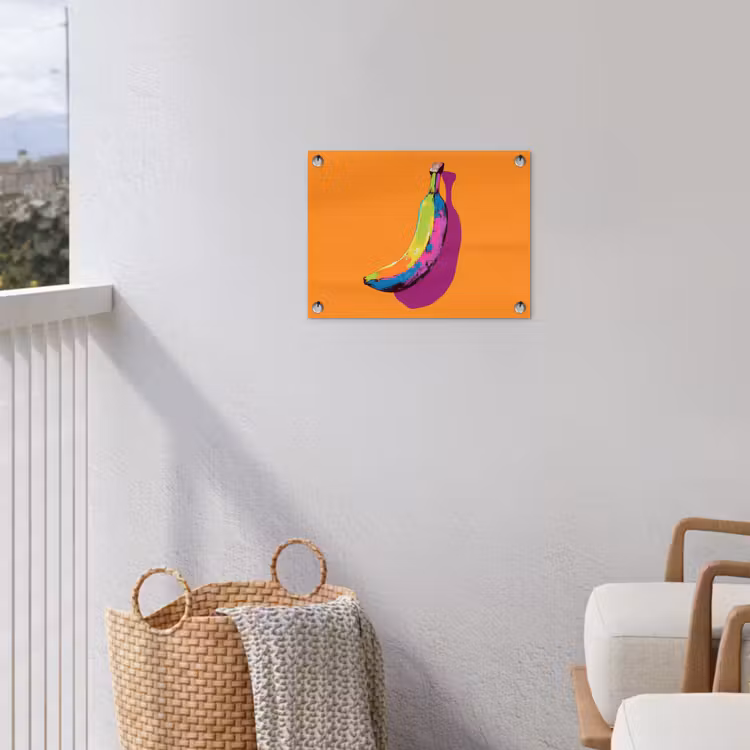Felle kleuren - Banaan - popart tuinposter los doek klein -sfeer8
