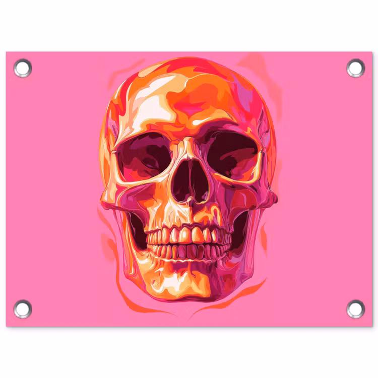 Felroze - Tanden - Schedel tuinposter los doek klein -3d