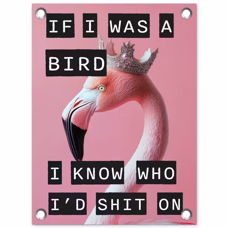 Flamingo - Roze - Vogel - Decoratie tuinposter los doek klein -3d