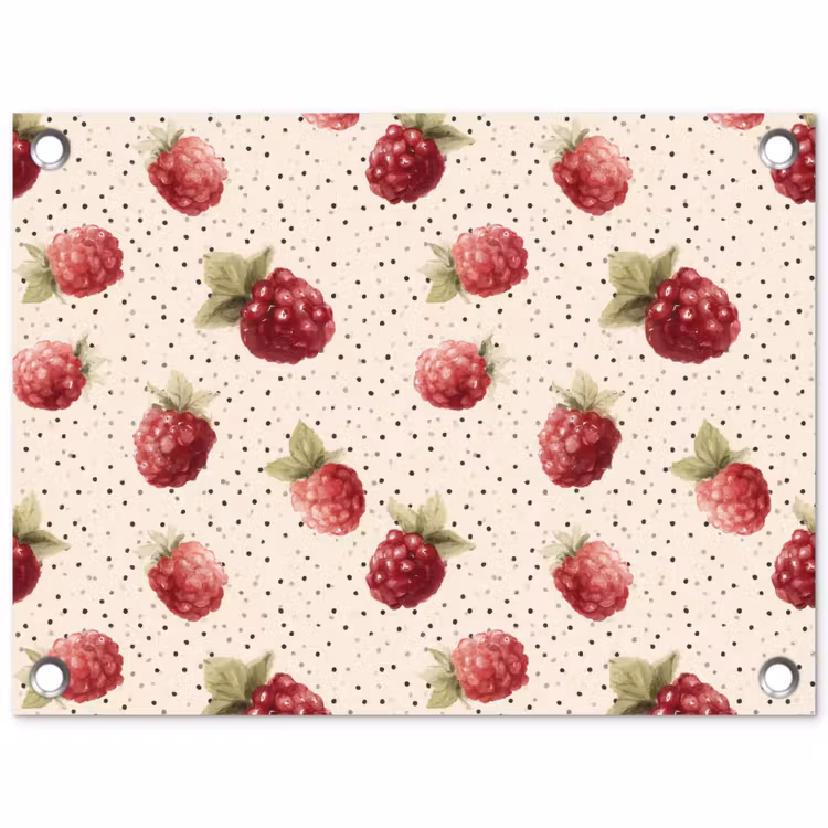Framboos - Stippen - Rood tuinposter los doek klein 239 -3d