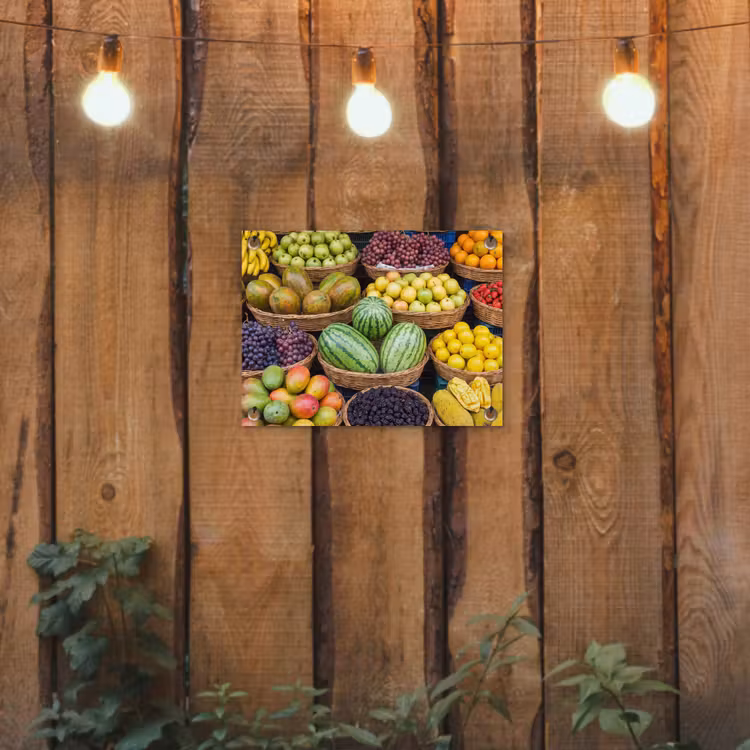 Tuinposter - Fruit - Markt - Kleurrijk - Fruit - Markt - Kleurrijk tuinposter los doek klein