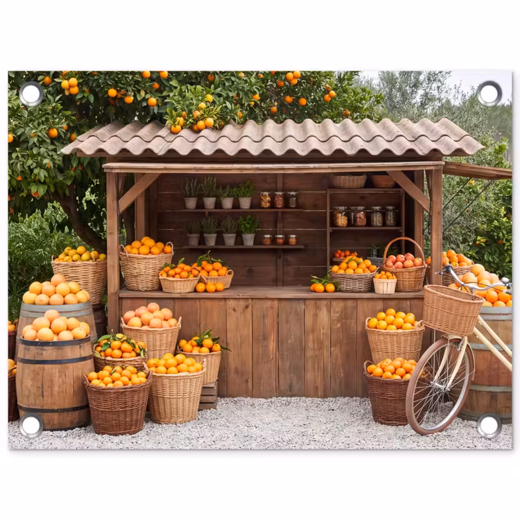 Tuinposter - Fruit - Markt - Landelijk - Fruit - Markt - Landelijk tuinposter los doek klein
