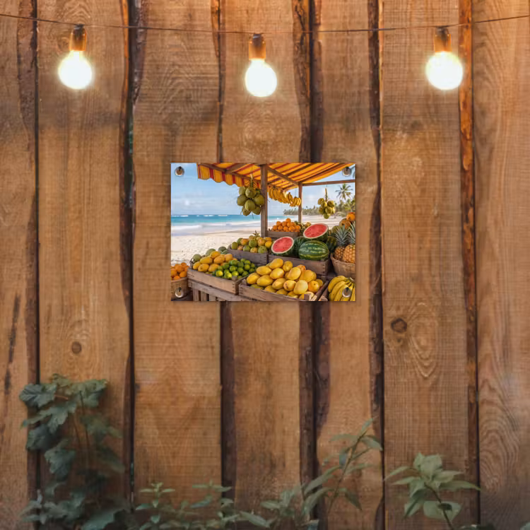 Tuinposter - Fruit - Strand - Tropisch - Fruit - Strand - Tropisch tuinposter los doek klein