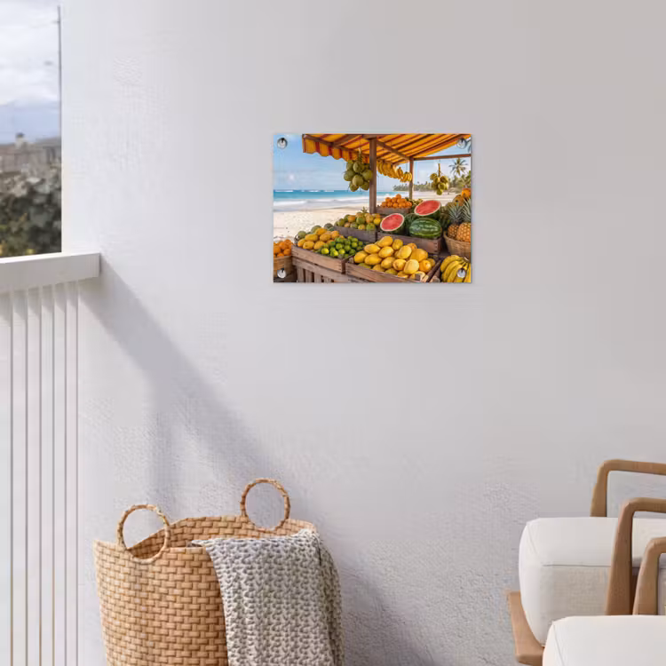 Tuinposter - Fruit - Strand - Tropisch - Fruit - Strand - Tropisch tuinposter los doek klein