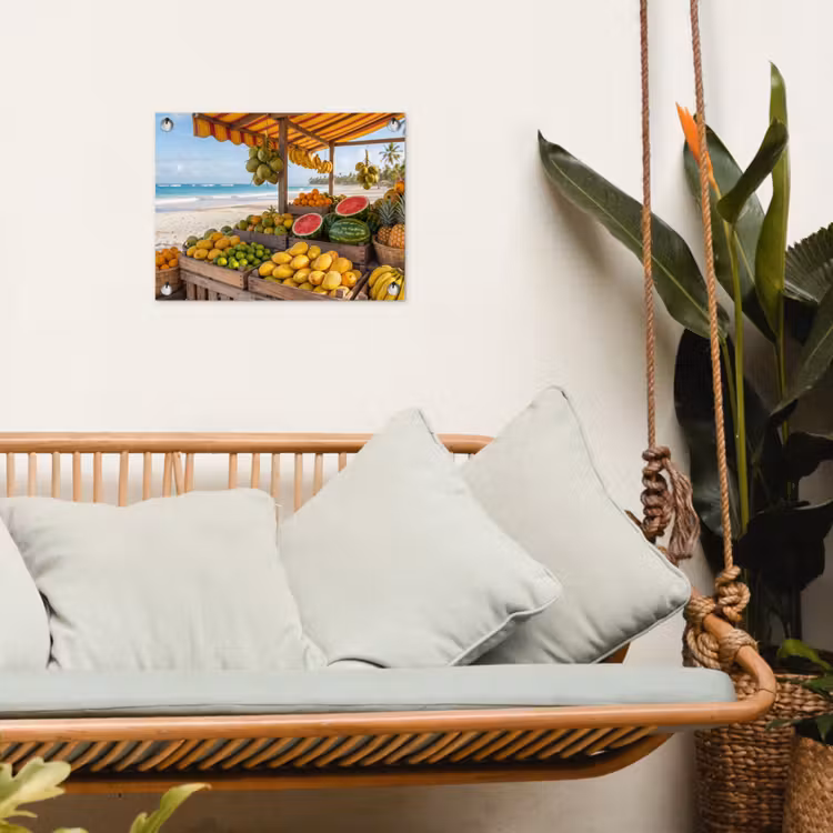 Tuinposter - Fruit - Strand - Tropisch - Fruit - Strand - Tropisch tuinposter los doek klein