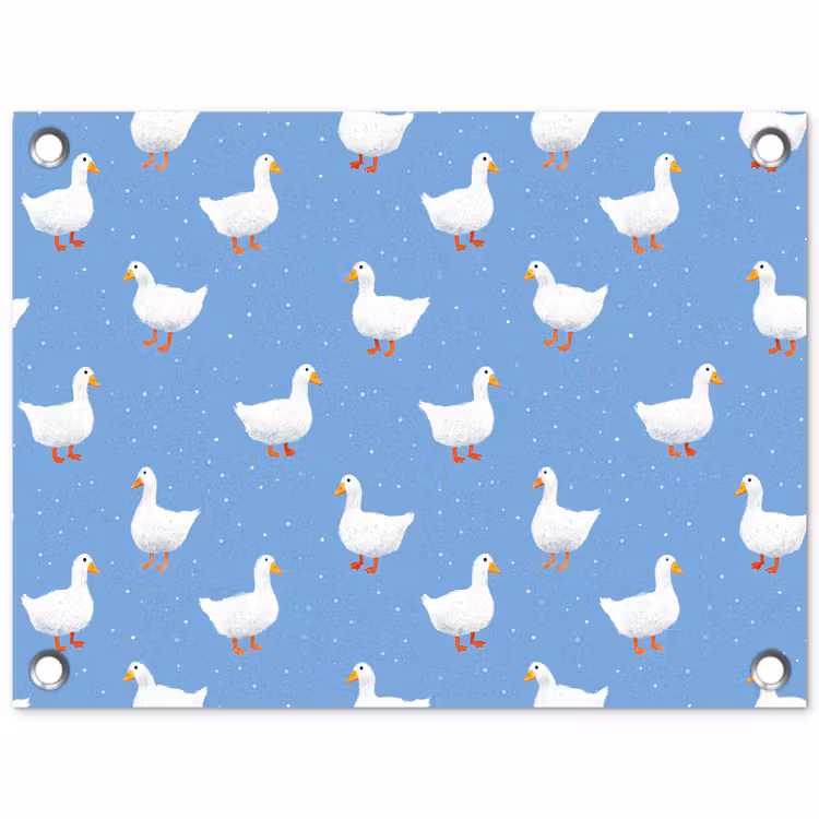 Ganzen - Elegant - Blauw tuinposter los doek klein 239 -3d