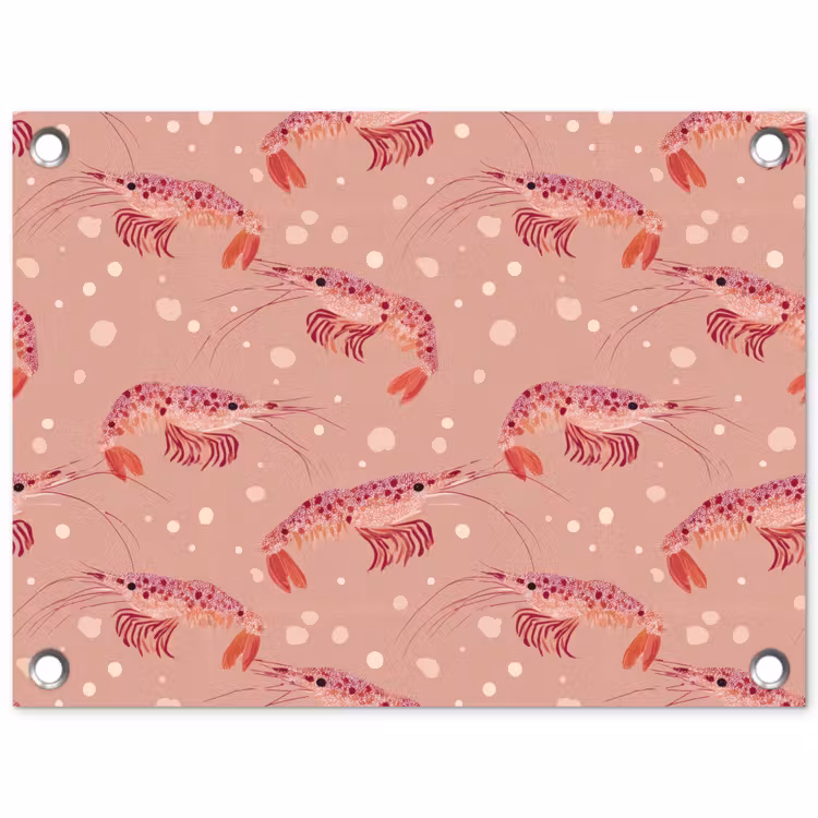 Garnalen - Stippen - Roze tuinposter los doek klein 239 -3d