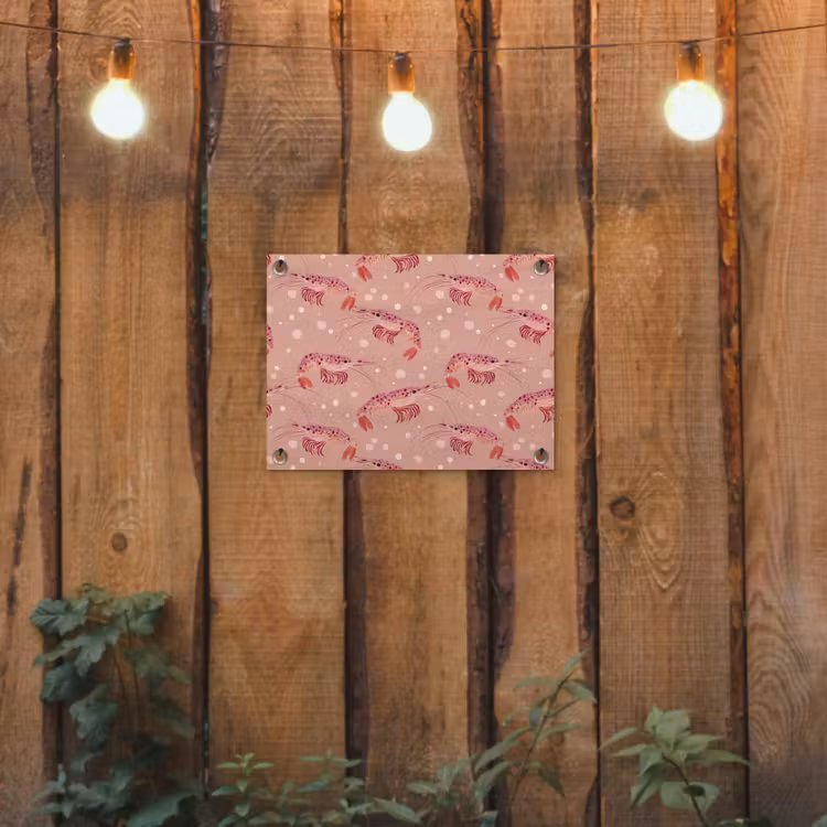 Garnalen - Stippen - Roze tuinposter los doek klein 239 -sfeer1