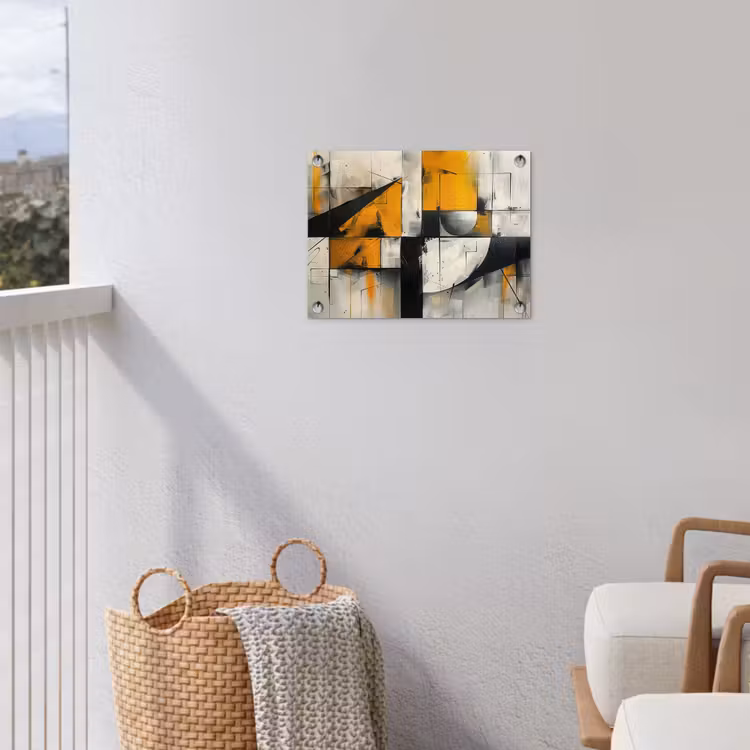Geel - Abstract - Modern - Vormen tuinposter los doek klein -sfeer8