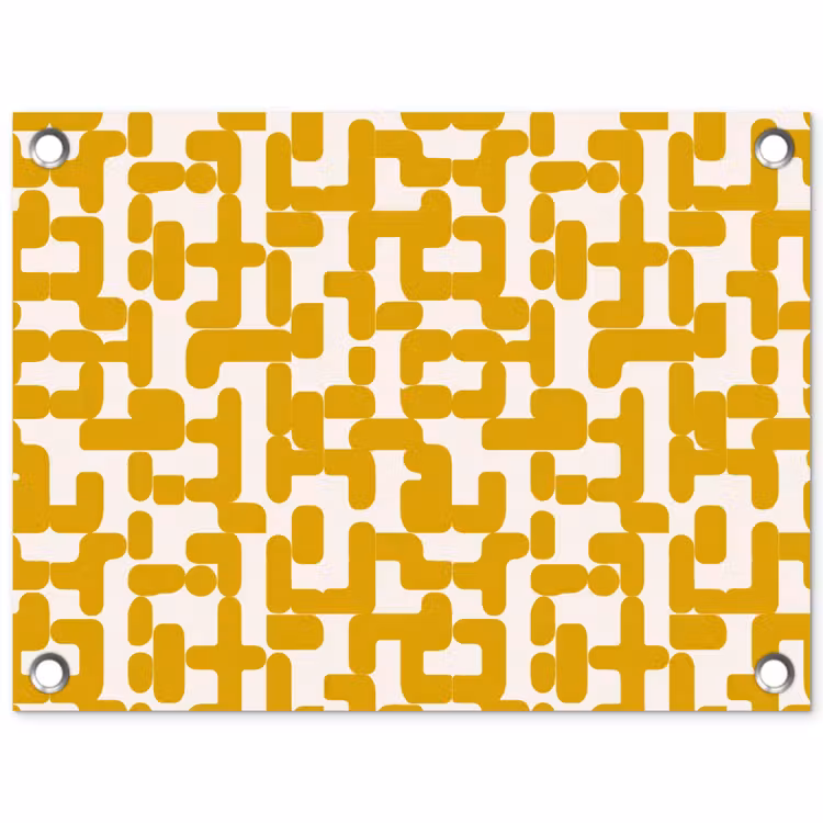 Geel - Beige - Patroon tuinposter los doek klein 239 -3d