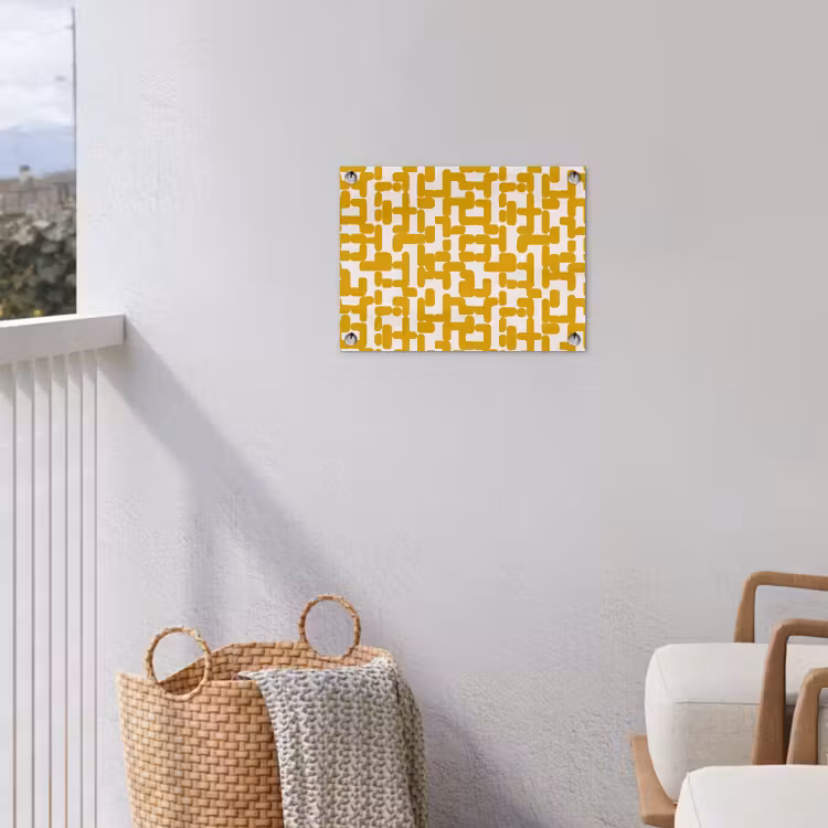 Geel - Beige - Patroon tuinposter los doek klein 239 -sfeer8
