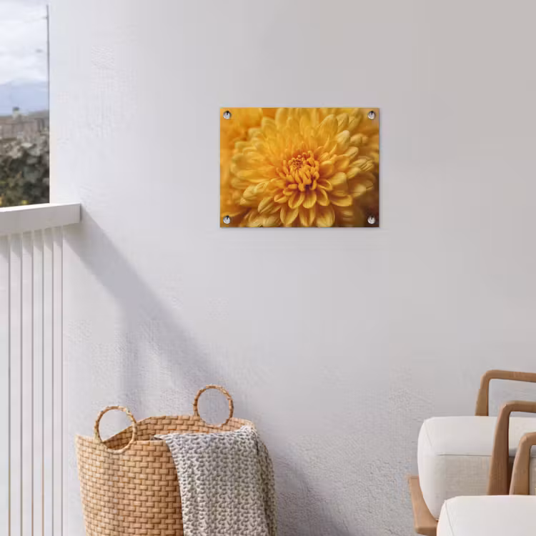 Geel - Chrysant - Zachtheid tuinposter los doek klein -sfeer8