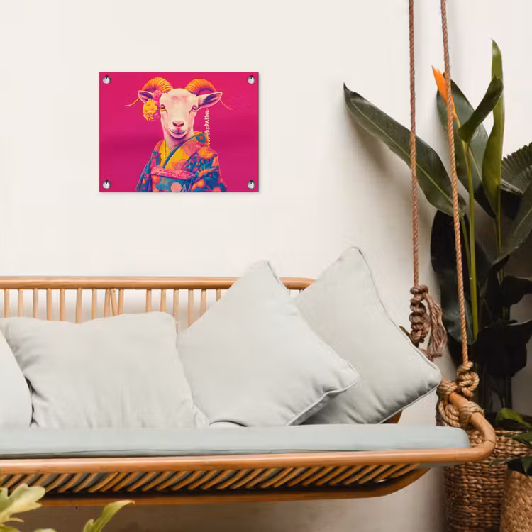 Geit - Hoorns - Kimono - Kleurrijk tuinposter los doek klein -sfeer7