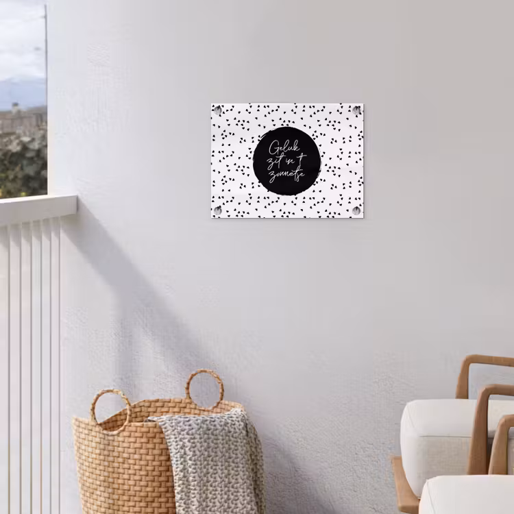 Geluk zit in 't zonnetje - Quotes - Tekst - Zon - Zomer tuinposter los doek klein -sfeer8