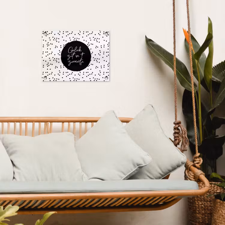 Geluk zit in 't zonnetje - Quotes - Tekst - Zon - Zomer tuinposter los doek klein -sfeer7