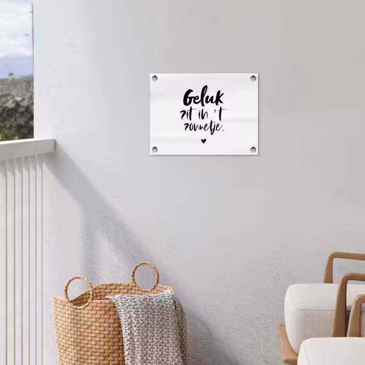 Geluk zit in 't zonnetje - Tekst - Zomer - Quotes tuinposter los doek klein -sfeer8