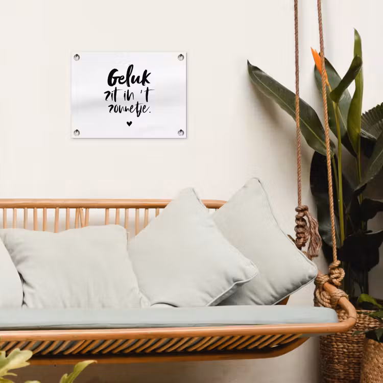 Geluk zit in 't zonnetje - Tekst - Zomer - Quotes tuinposter los doek klein -sfeer7