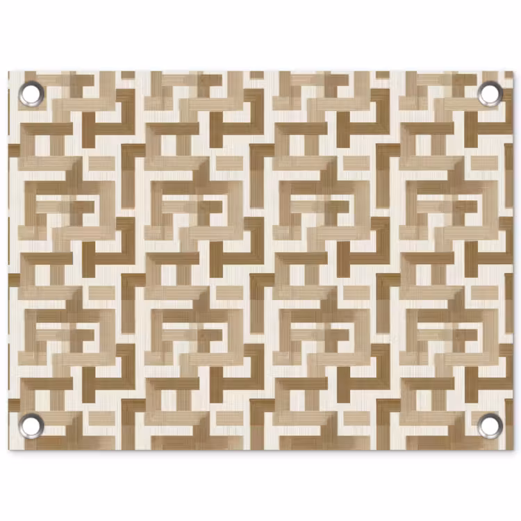 Geometrisch - Retro - Bruin tuinposter los doek klein 239 -3d