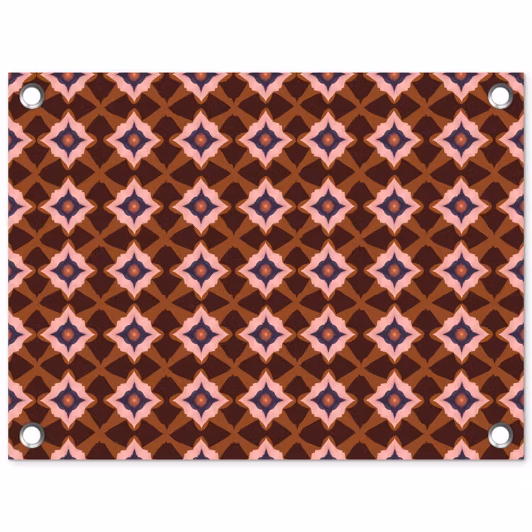 Geometrisch - Sierlijk - Bruin tuinposter los doek klein 239 -3d