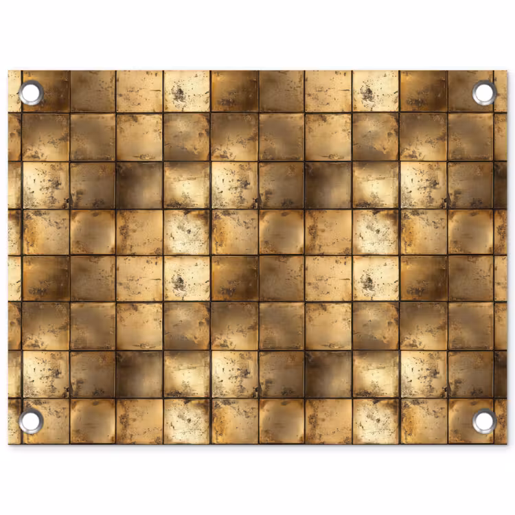 Geometrisch - Tegels - Goud tuinposter los doek klein 239 -3d